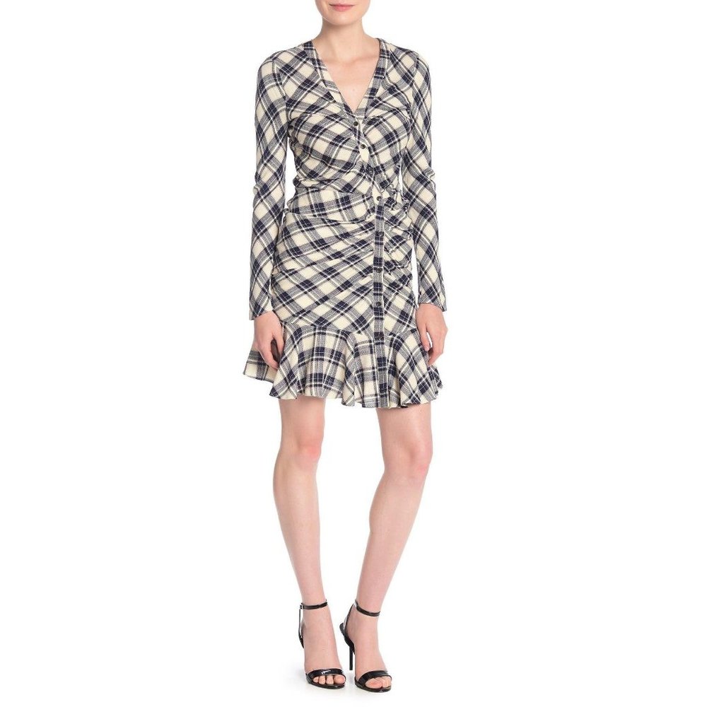 Veronica Beard Rowe Plaid Long Sleeve Dress 12